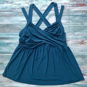 Torrid teal crisscross double strap baby doll top plus size 3x